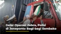 VIDEO: Gelar Operasi Zebra, Polisi di Jeneponto Bagi-bagi Sembako