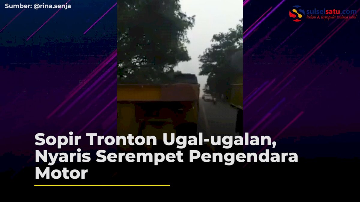 VIDEO: Sopir Tronton Ugal-ugalan, Nyaris Serempet Pengendara Motor