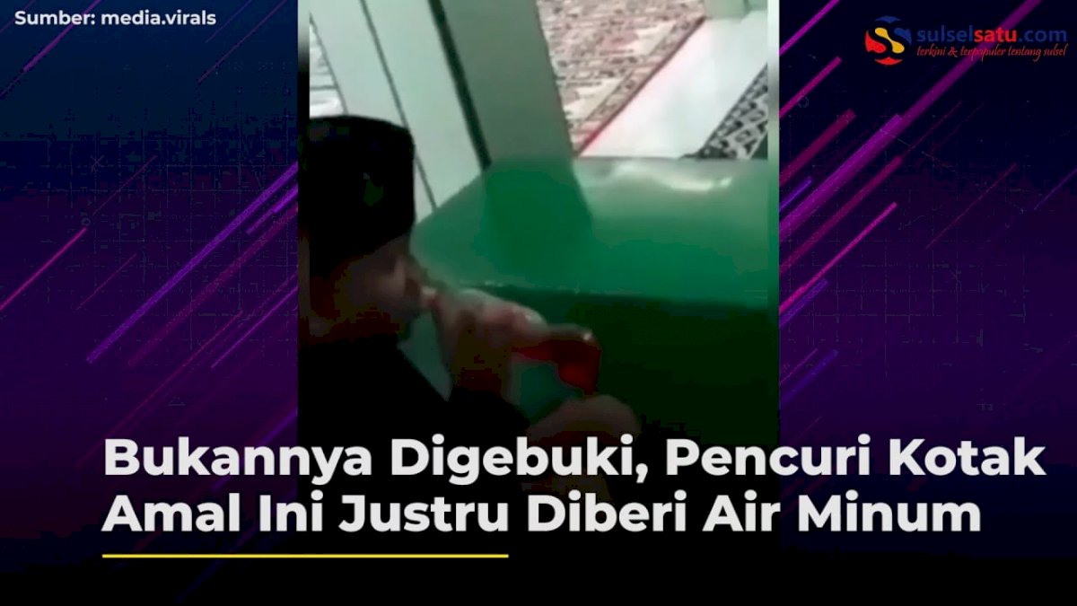 VIDEO: Bukannya Digebuki, Pencuri Kotak Amal Ini Justru Diberi Air Minum