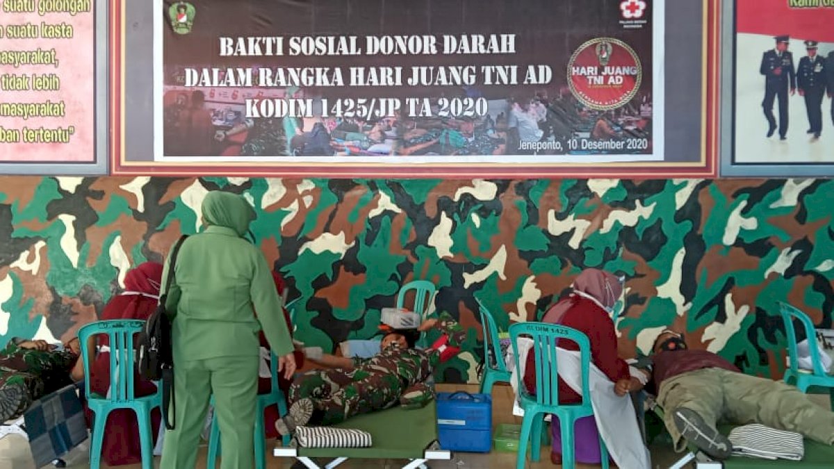 Kodim 1425 Jeneponto Gelar Donor Darah