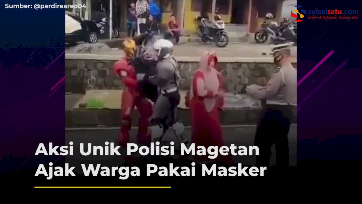 VIDEO: Aksi Unik Polisi Magetan Ajak Warga Pakai Masker