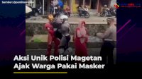 VIDEO: Aksi Unik Polisi Magetan Ajak Warga Pakai Masker