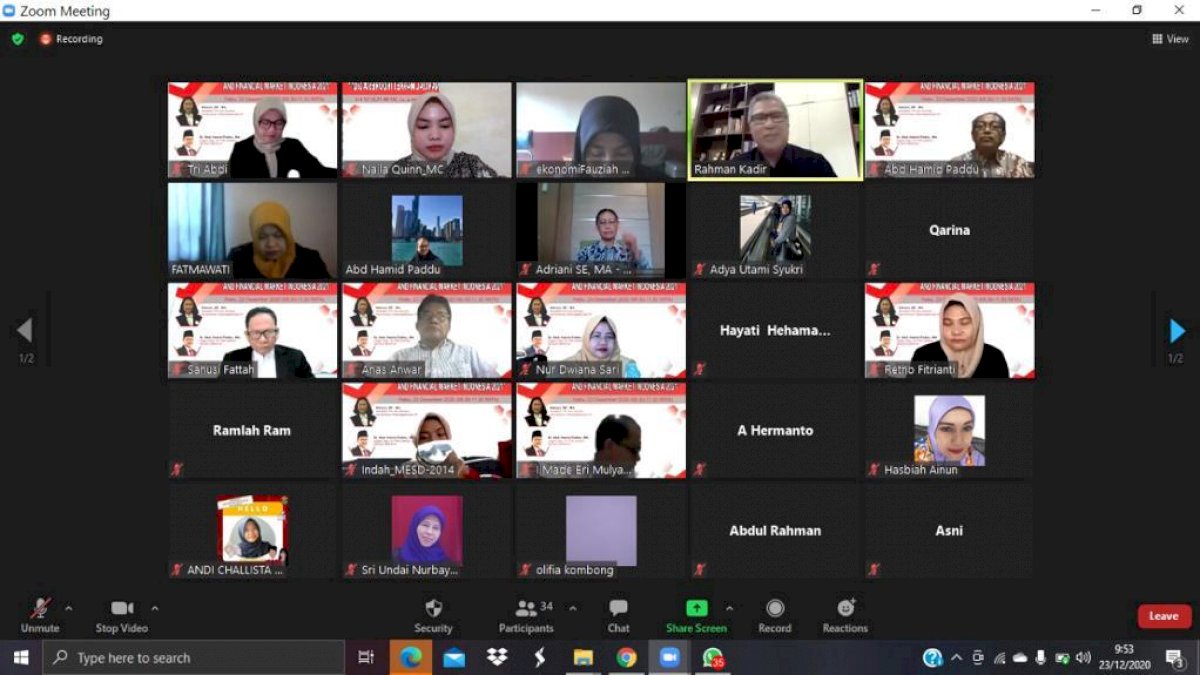 FEB Unhas Gelar Webinar Outlook Market Economic and Financial Market Indonesia 2021