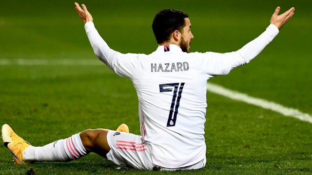 Hazard baru membuat 13 penampilan untuk Real di semua kompetisi musim ini. Foto: Skysports. 