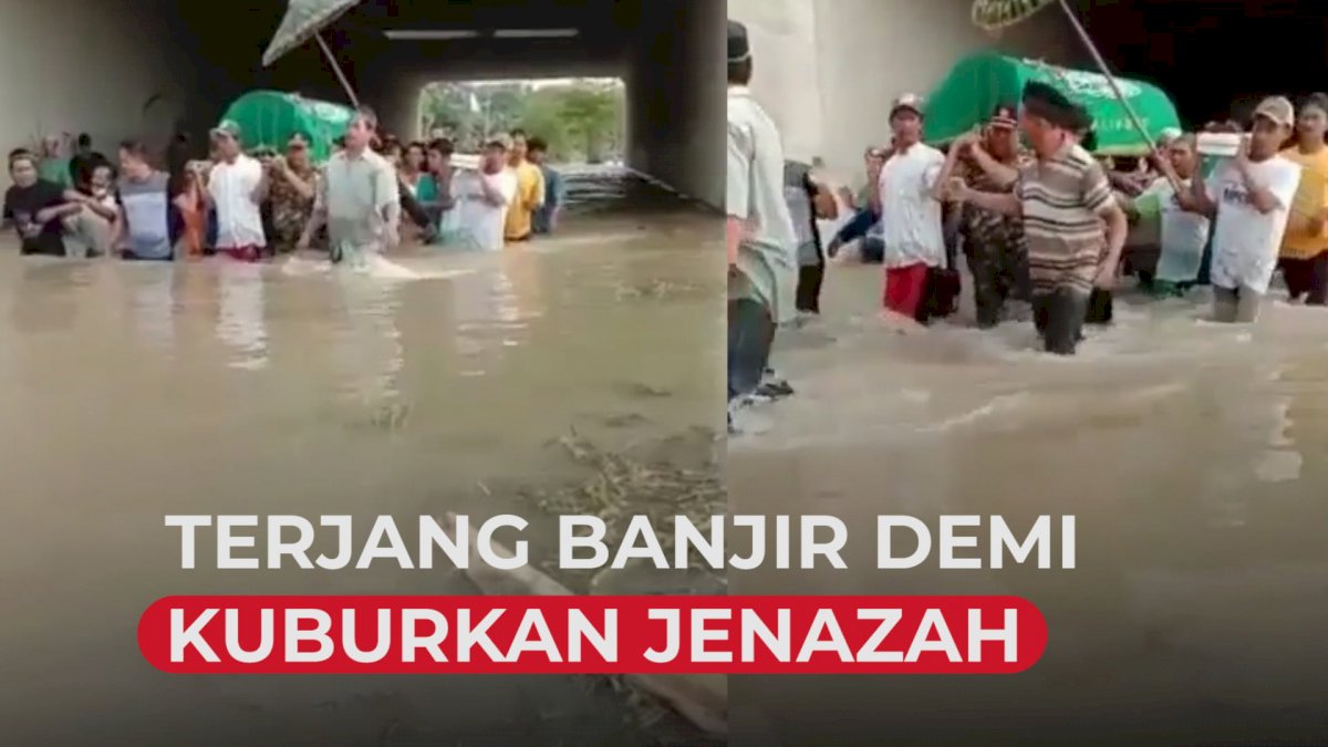 VIDEO: Bikin Haru, Warga Terjang Banjir Demi Kuburkan Jenazah