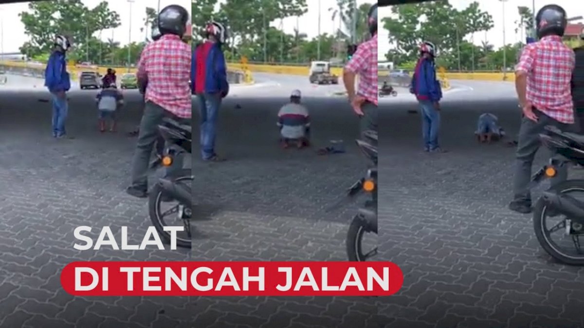 VIDEO: Heboh, Seorang Pria Salat di Tengah Jalan