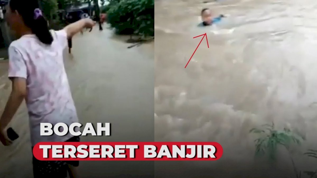 VIDEO: Bocah Terseret Banjir, Warga Teriak Histeris