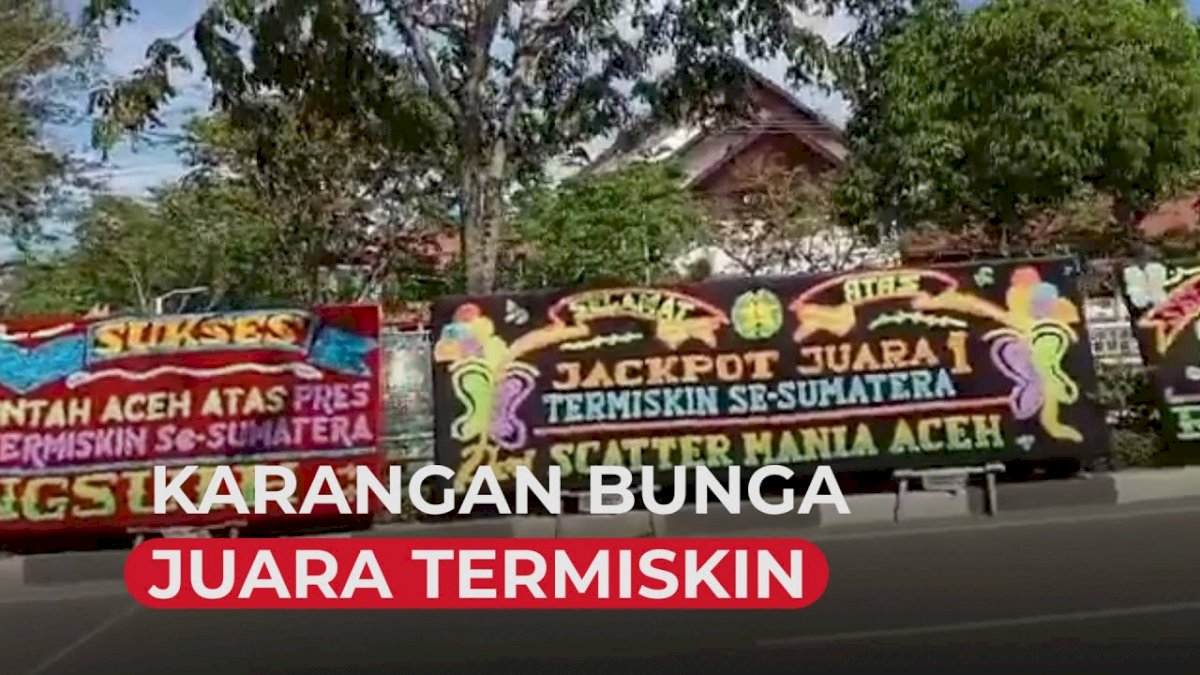 VIDEO: Heboh, Kantor Gubernur Aceh Dihiasi Karangan Bunga ‘Juara Termiskin’