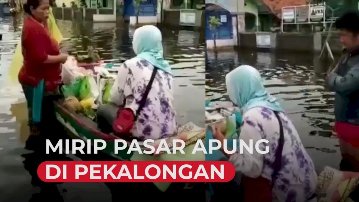 VIDEO: Gara-gara Banjir, Penjual Sayur Ini Pakai Perahu Jajakan Dagangannya