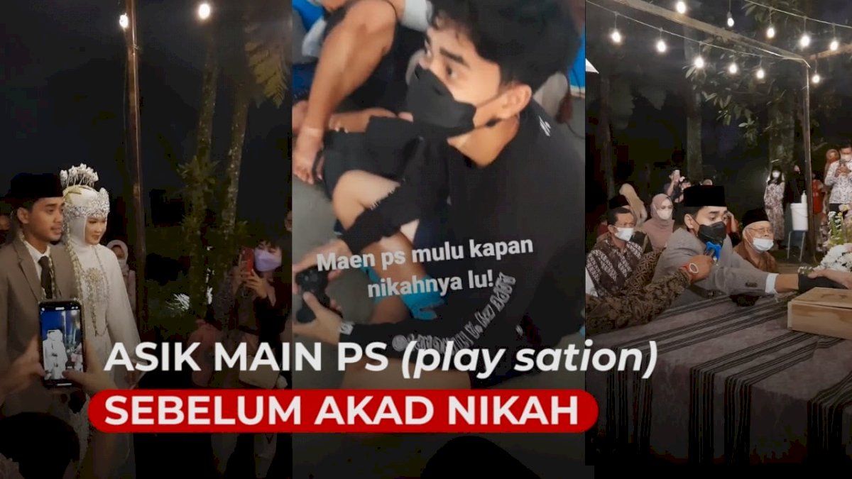 VIDEO: Viral, Pria Ini Malah Asik Main PS Sebelum Akad Nikah