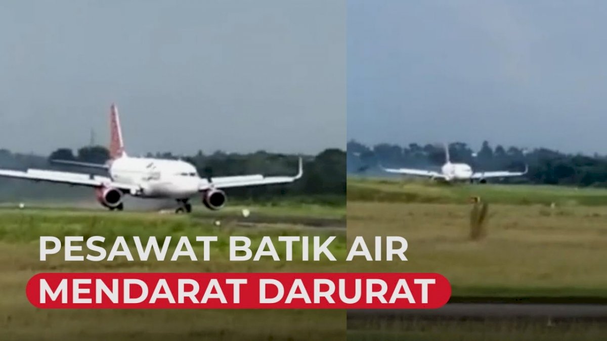 VIDEO: Detik-detik Pesawat Batik Air Mendarat Darurat di Bandara Sulthan Thaha