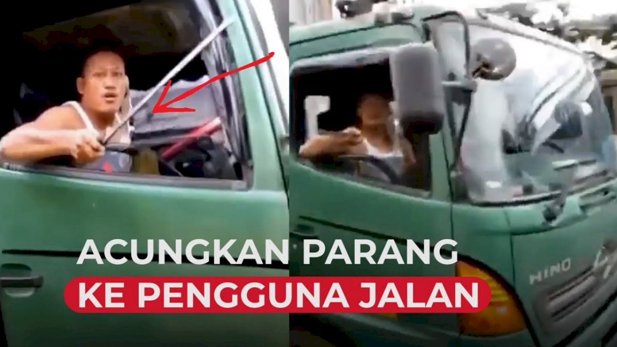 VIDEO: Sopir Truk Kontainer Acungkan Parang di Jalan, Ngaku Emosi