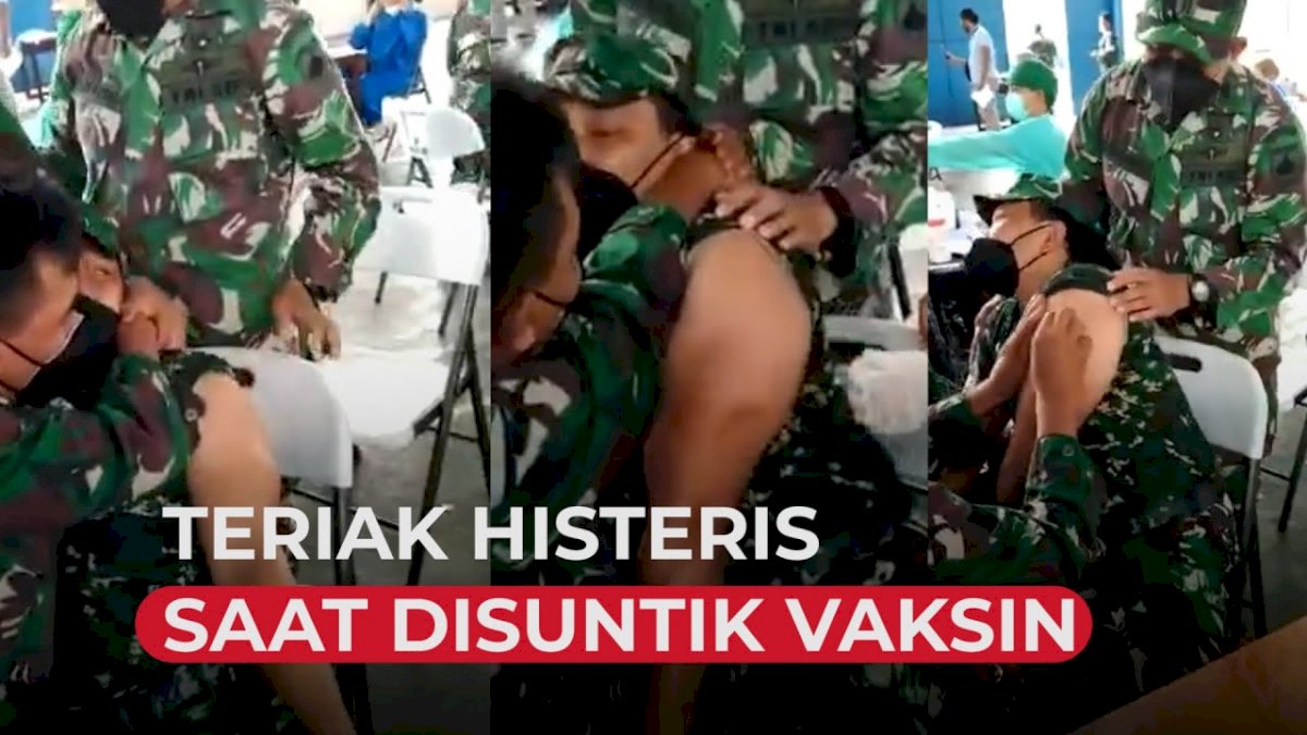 Viral, Tentara Teriak Histeris saat Disuntik Vaksin