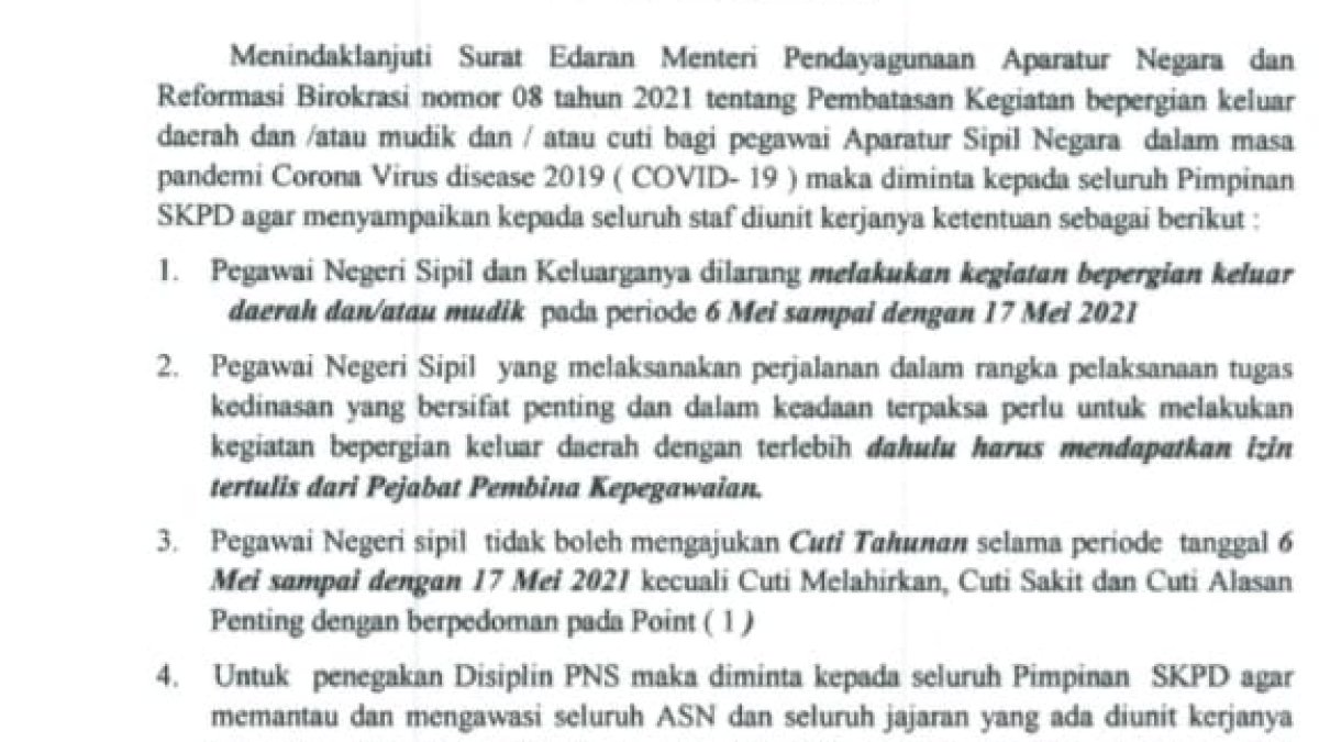Jangan Bandel, ASN di Gowa Dilarang Mudik dan Cuti Lebaran
