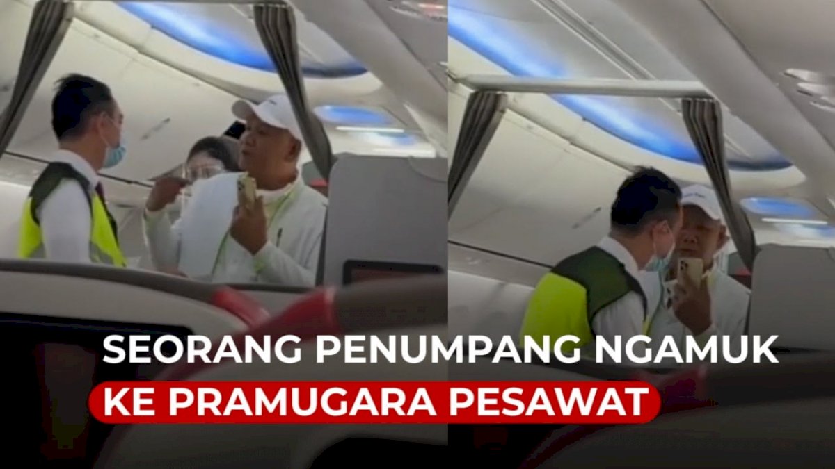 VIDEO: Heboh, Seorang Penumpang Ngamuk ke Pramugara Pesawat
