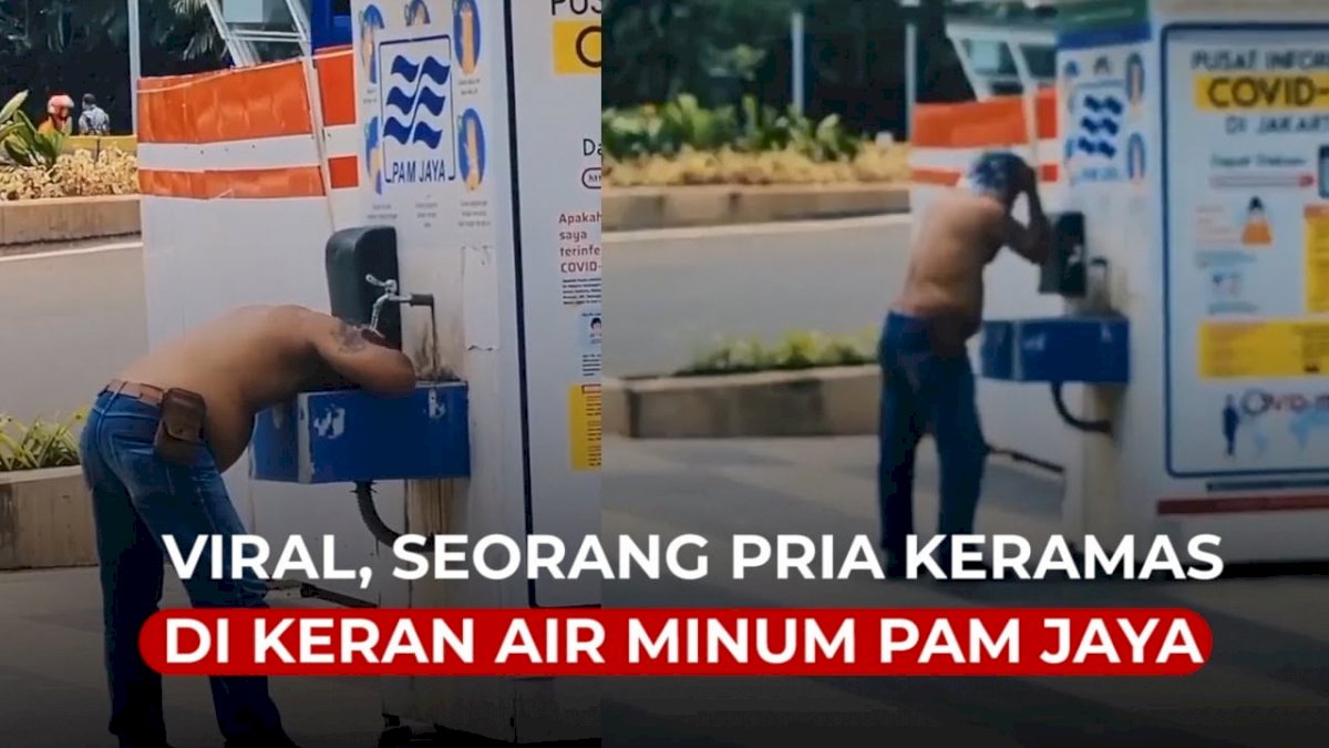 VIDEO: Viral, Seorang Pria Keramas di Keran Air Minum PAM Jaya
