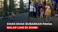 VIDEO: Aksi Balap Liar di Jambi Dibubarkan Emak-emak