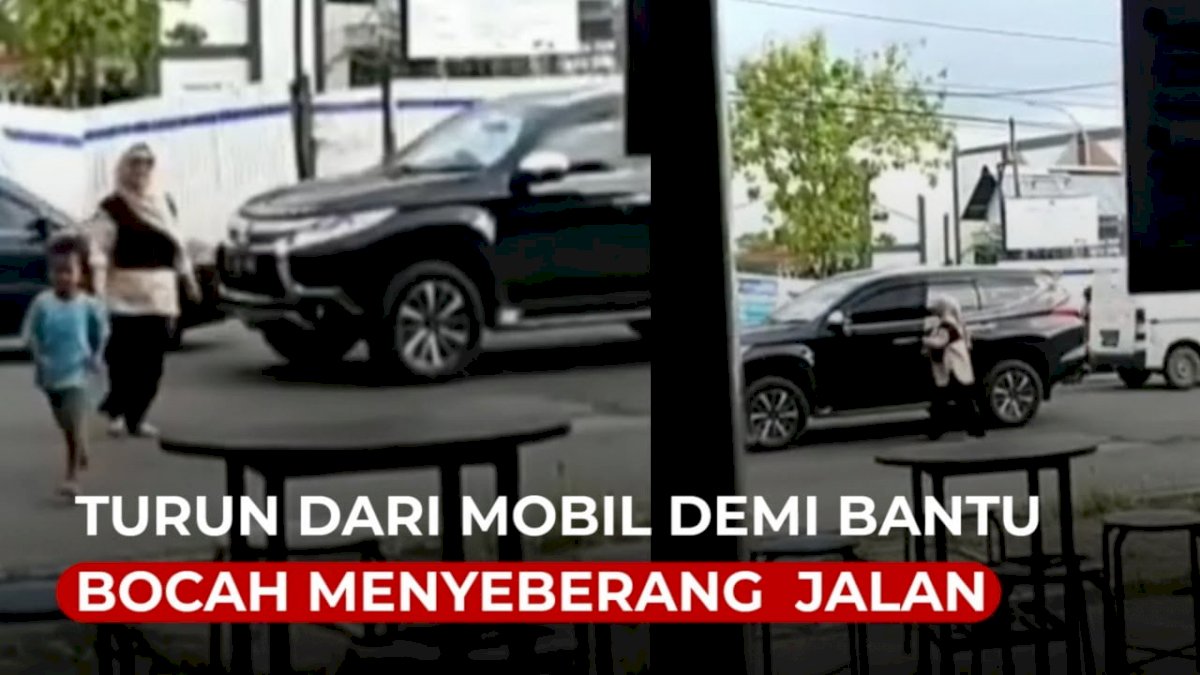 VIDEO: Viral, Turun dari Mobil Demi Bantu Bocah Menyeberang Jalan