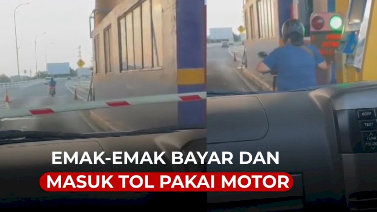 VIDEO: Viral, Emak-emak Bayar E-Tol dan Masuk Tol Pakai Motor