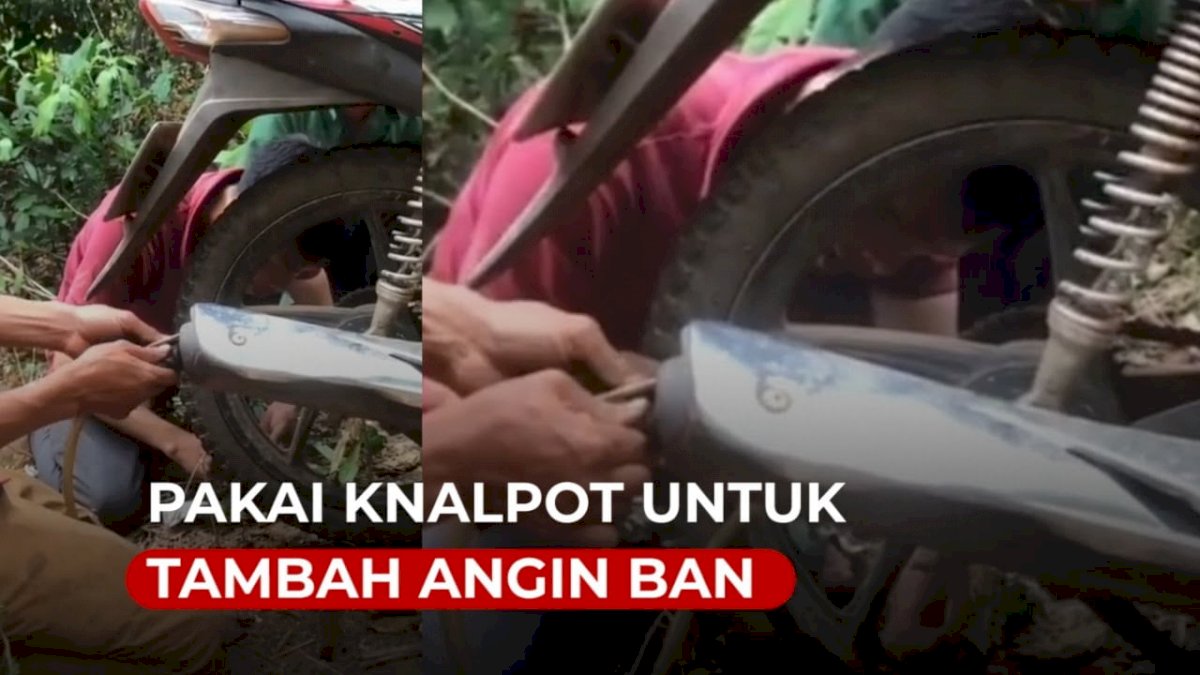 VIDEO: Kreatif Banget, Pria Ini Pakai Knalpot Untuk Tambah Angin Ban
