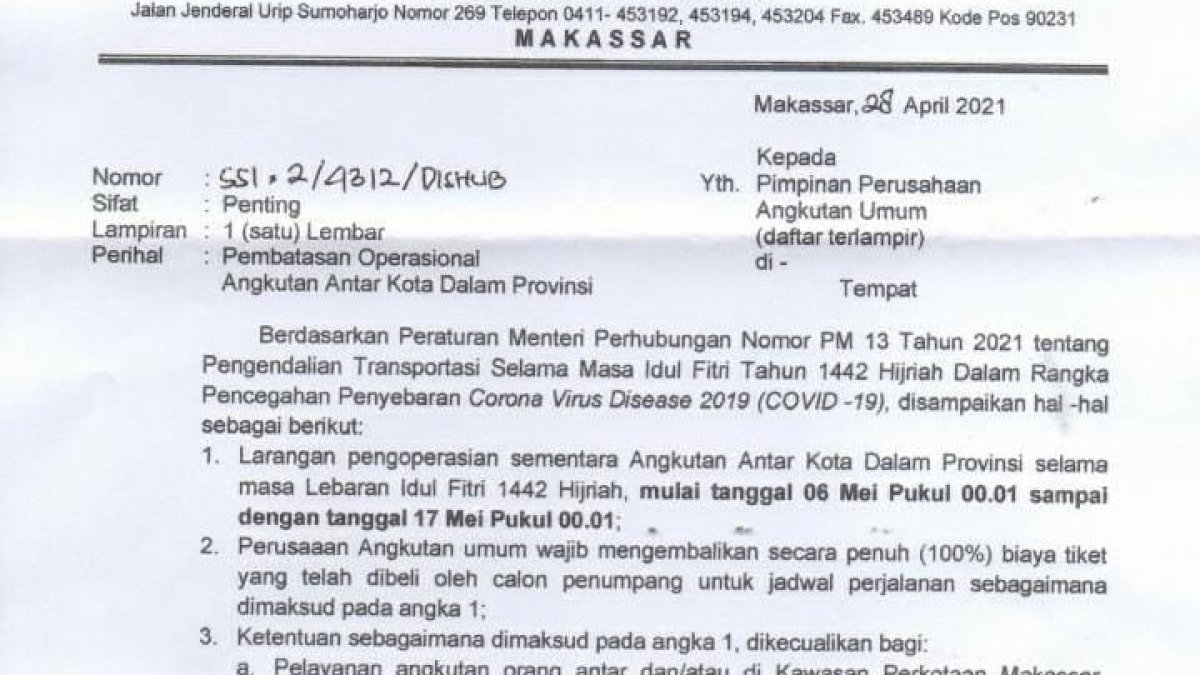 Mulai 6-17 Mei, Angkutan Umum AKDP Dilarang Beroperasi