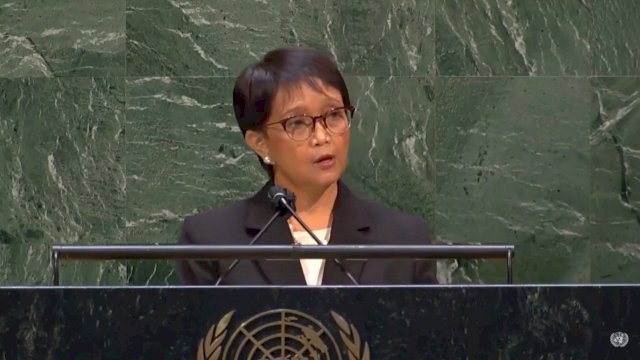 Luar Negeri RI Retno LP Marsudi menghadiri Debat Umum Sidang Pleno ke-67, Sidang Majelis Umum Perserikatan Bangsa-Bangsa (SMU PBB), Kamis (20/5/2021).