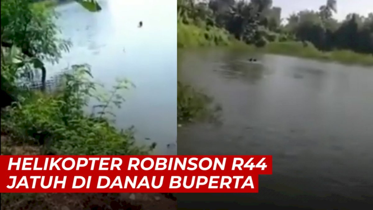 VIDEO: Helikopter Robinson R44 Jatuh di Danau Buperta