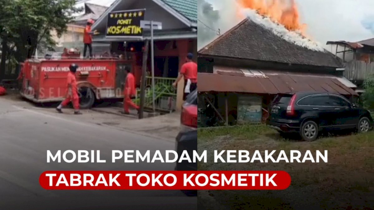 VIDEO: Detik-detik Mobil Pemadam Kebakaran Tabrak Toko Kosmetik