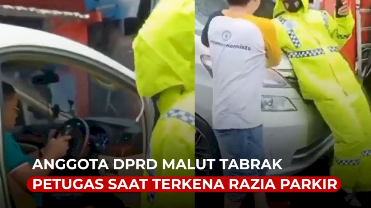 VIDEO: Detik-detik Anggota DPRD Malut Tabrak Petugas Saat Terkena Razia Parkir