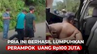 VIDEO: Salut, Pria Ini Berhasil Lumpuhkan Perampok Uang Rp100 Juta