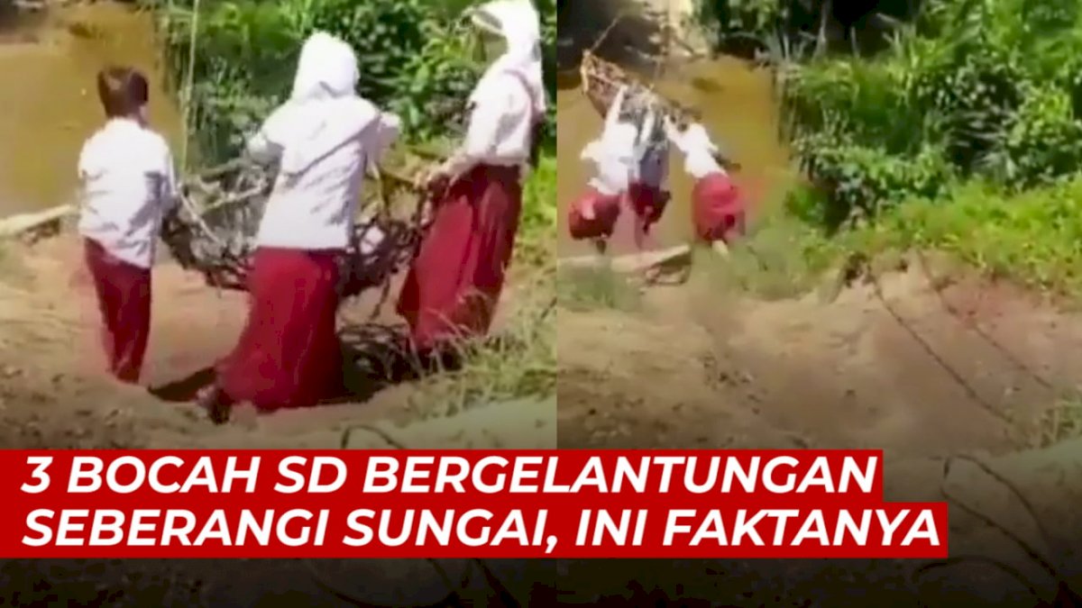 VIDEO: 3 Bocah SD Bergelantungan Seberangi Sungai, Ini Fakta Sebenarnya