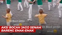 VIDEO: Aksi Bocah Jago Senam Bareng Emak-emak