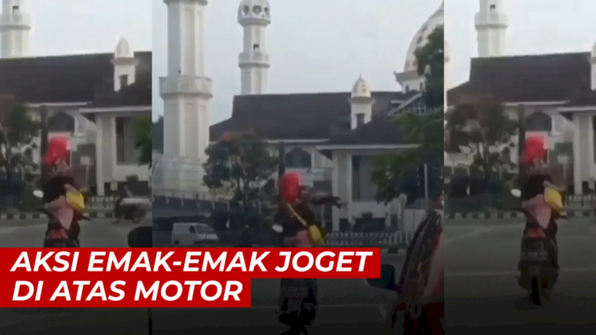 VIDEO: Viral, Aksi Emak-emak Joget di Atas Motor