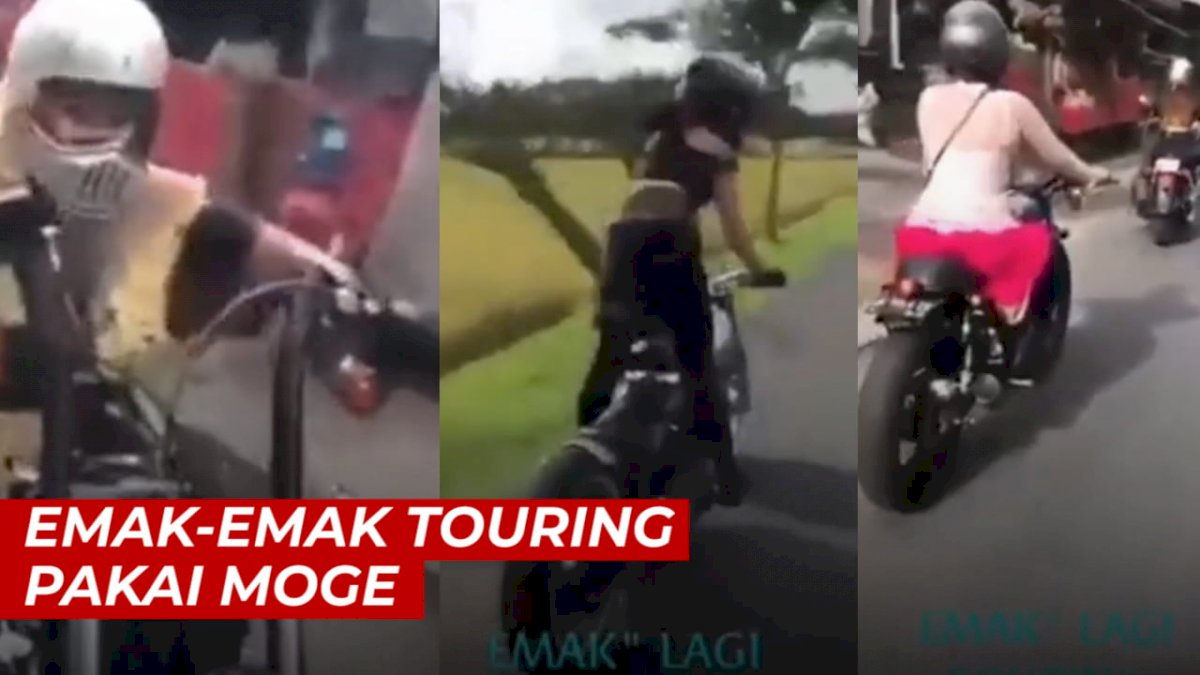 VIDEO: Viral, Aksi Emak-emak Touring Pakai Moge