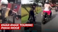 VIDEO: Viral, Aksi Emak-emak Touring Pakai Moge
