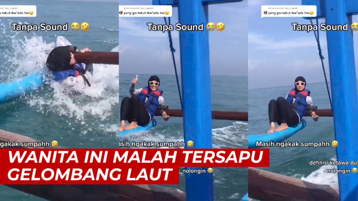 VIDEO: Hendak Abadikan Momen Unik di Atas Kapal, Wanita Ini Malah Tersapu Gelombang Laut