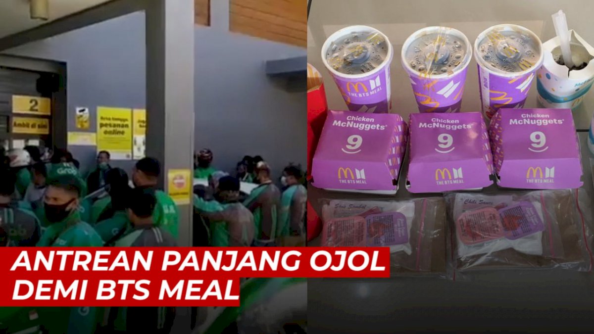 VIDEO: Viral, Antrean Panjang Driver Ojol di McD Makassar Demi BTS Meal