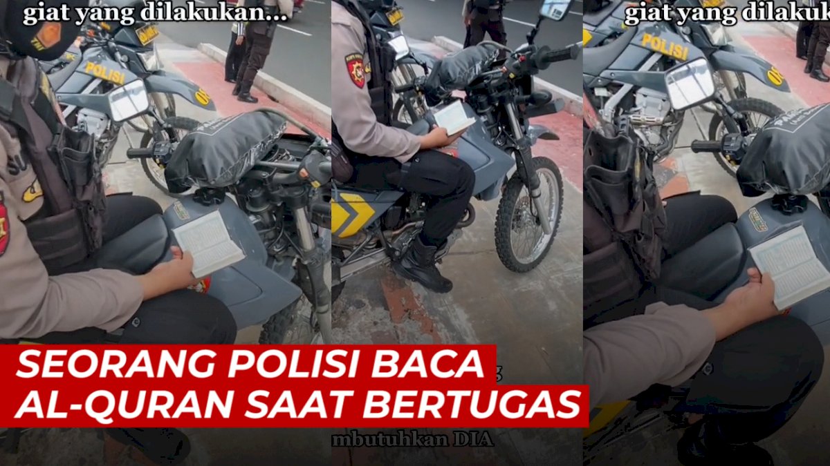 VIDEO: Viral, Polisi Ini Sempatkan Baca Al-Quran saat Bertugas