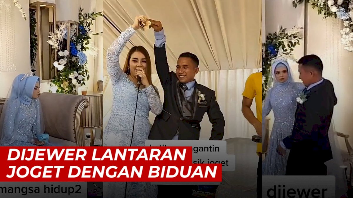 VIDEO: Pengantin Pria Joget dengan Biduan, Langsung Dijewer Istri