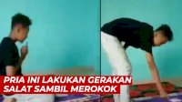 VIDEO: Viral, Pria Ini Lakukan Gerakan Salat Sambil Merokok