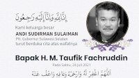 Plt Gubernur Sulsel Ucapkan Belasungkawa Meninggalnya Taufik Fachruddin