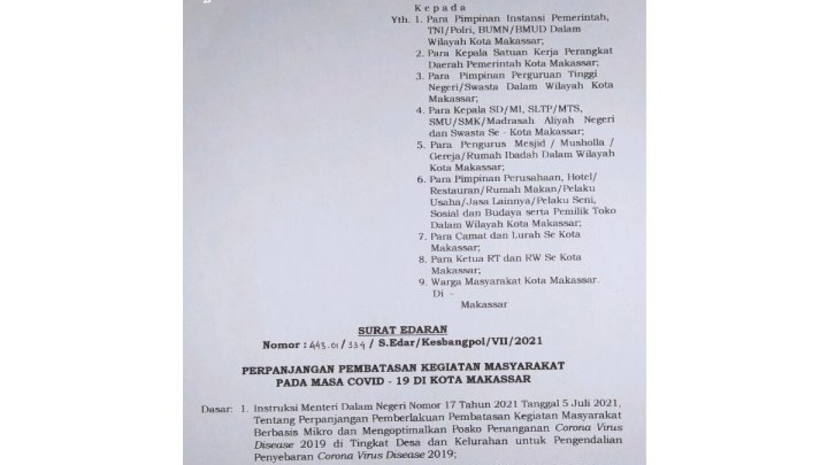 Kebijakan Baru Pemkot Makassar, Mall dan Warkop Hanya Diizinkan Beroperasi Sampai Jam 5 Sore