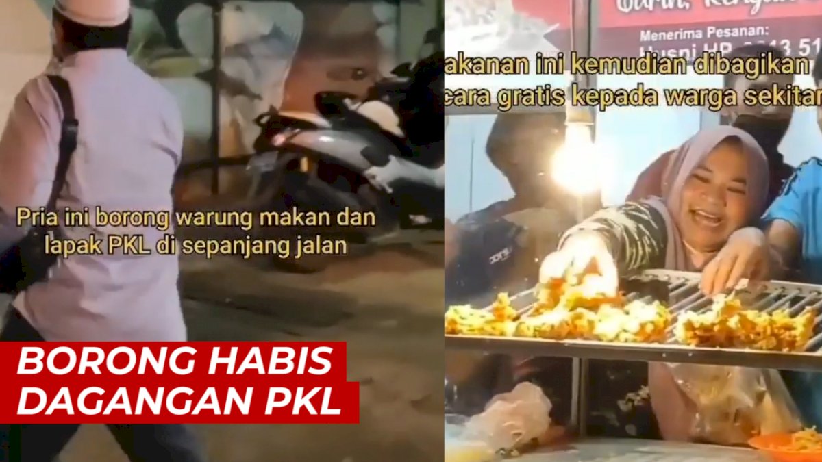 VIDEO:  Aksi Pria Berpeci Borong Habis Dagangan PKL