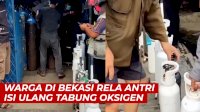 VIDEO: Warga di Bekasi Rela Antre untuk Isi Ulang Tabung Oksigen