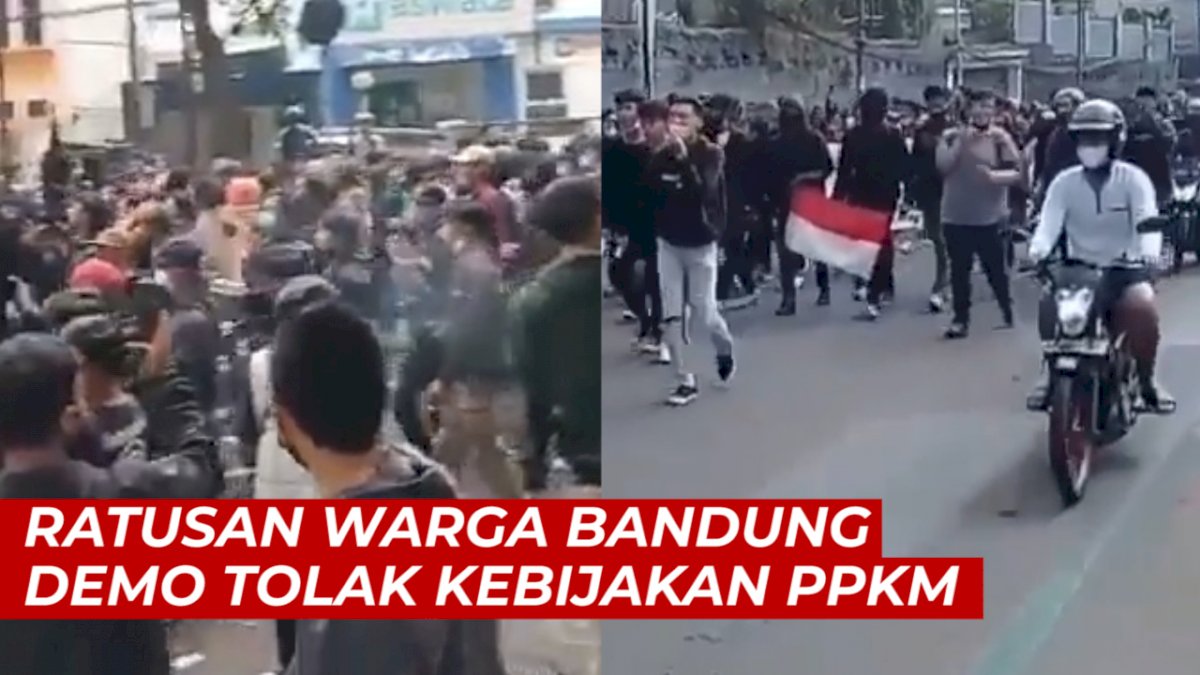 VIDEO: Ratusan Warga Bandung Demo Tolak Kebijakan PPKM