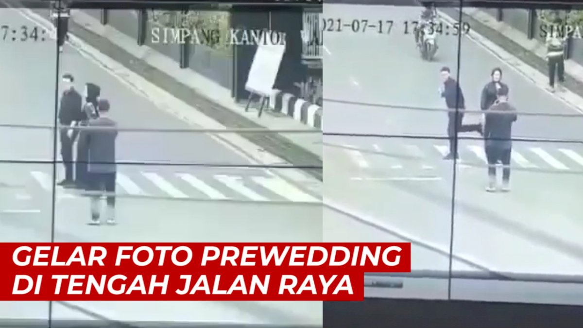 VIDEO: Viral, Pasangan Kekasih Ini Gelar Foto Prewedding di Tengah Jalan Raya