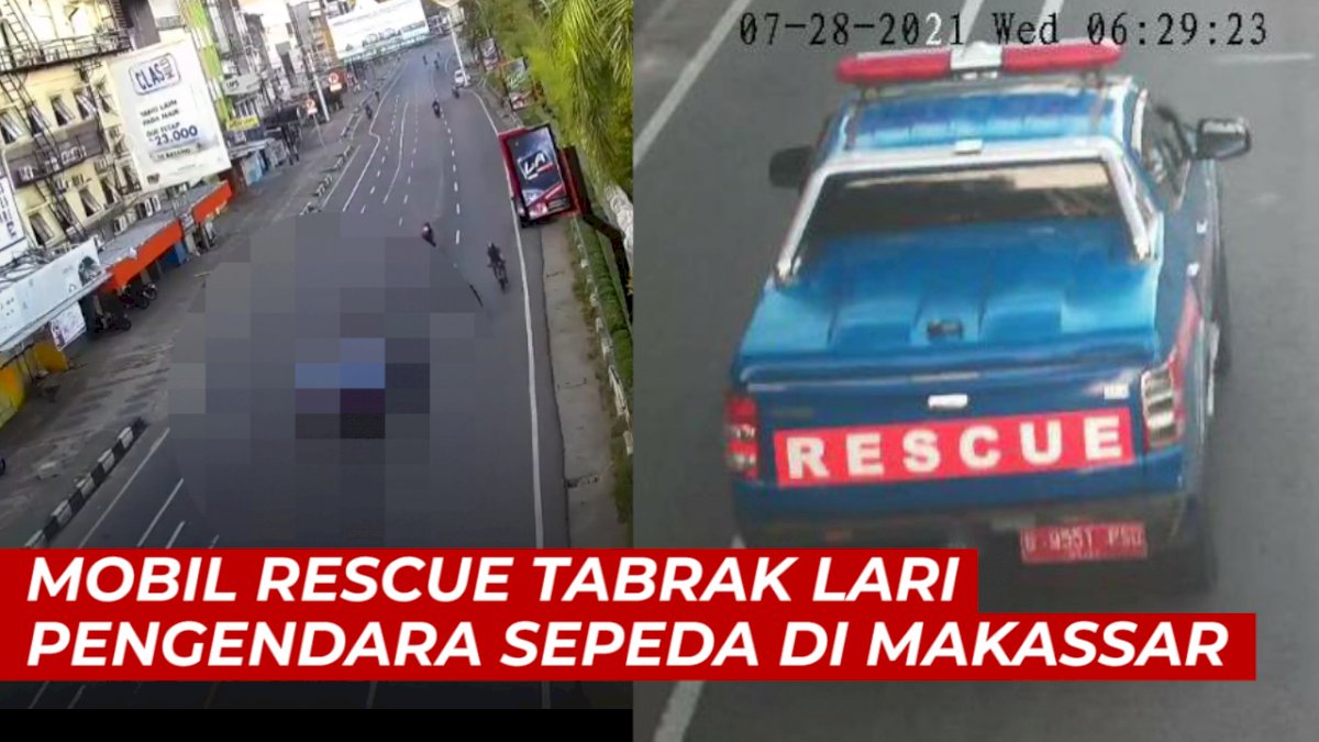 VIDEO: Detik-detik Mobil Rescue Tabrak Lari Pengendara Sepeda di Makassar