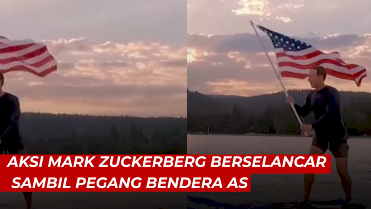 VIDEO: Aksi Mark Zuckerberg Berselancar Sambil Pegang Bendera AS