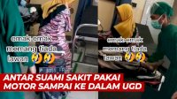 VIDEO: Aksi Emak-emak Antar Suami Sakit Pakai Motor Sampai ke Dalam UGD