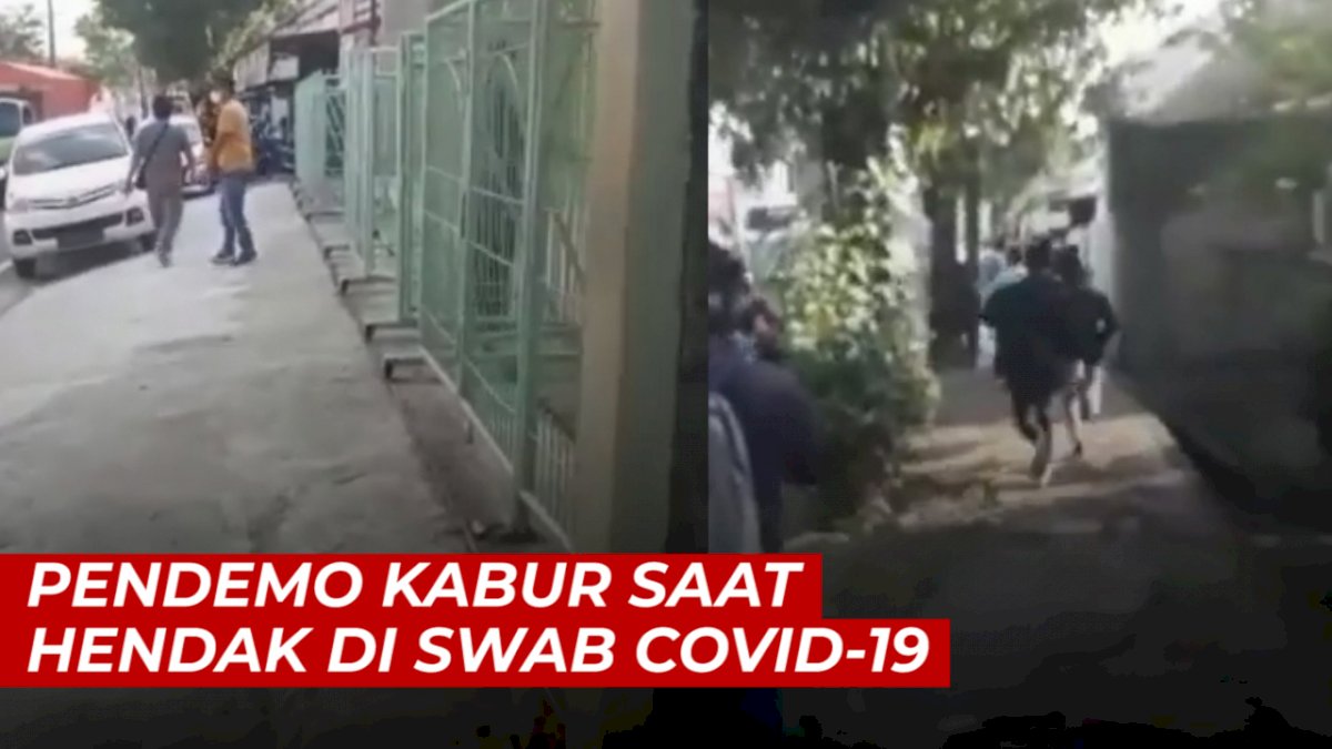 VIDEO: Pendemo di Bundaran Katasura Kabur saat Hendak di Swab Covid-19